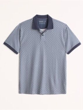 Abercrombie & Fitch Navy and White Geometric Polo